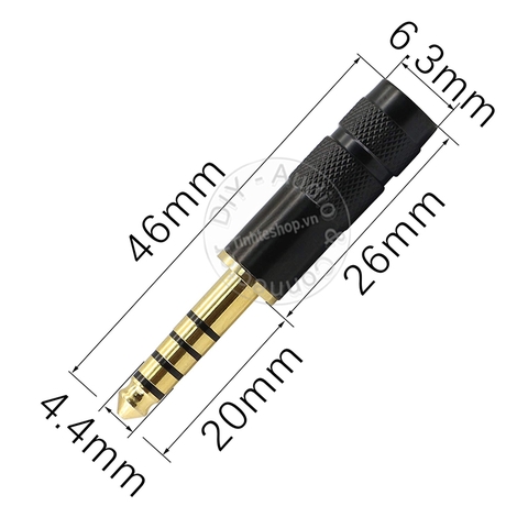 Đầu hàn jack 4.4mm gold 24K OD;6.3mm - 4.4mm solder jack plug