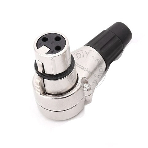Đầu hàn rắc cắm XLR cái 3 pin bẻ góc OD3.5mm - 6mm - XLR female jack plug