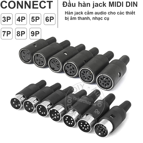 Đầu MIDI DIN 3 pin đến 13 pin đực và cái - MIDI DIN male female 3pin to 9pin connector