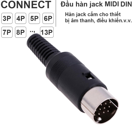 Đầu MIDI DIN 3 pin đến 13 pin đực và cái - MIDI DIN male female 3pin to 9pin connector