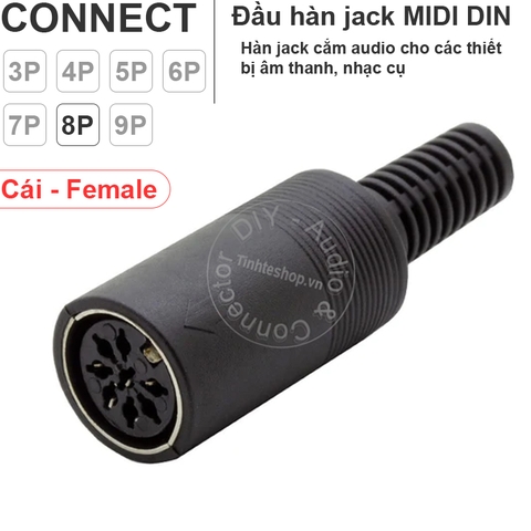 Đầu MIDI DIN 3 pin đến 13 pin đực và cái - MIDI DIN male female 3pin to 9pin connector