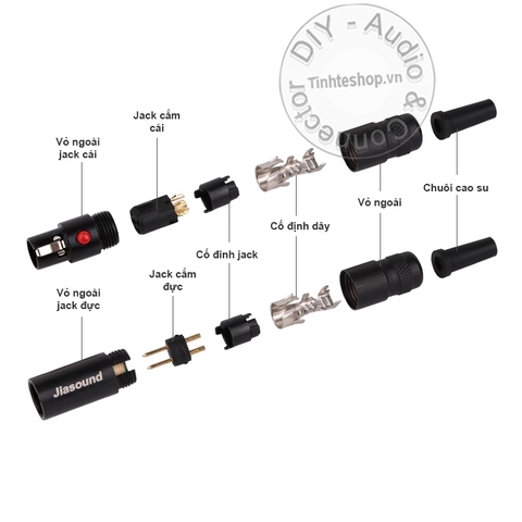 Jack mini XLR 6 pin đực - DIY mini male XLR audio jack