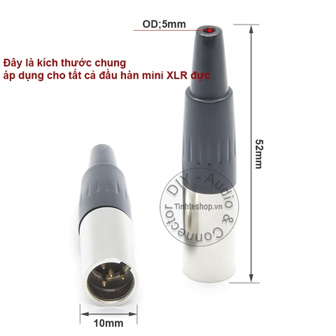 Đầu hàn jack mini XLR 4pin đực OD5mm - 4pin mini XLR male solder connector