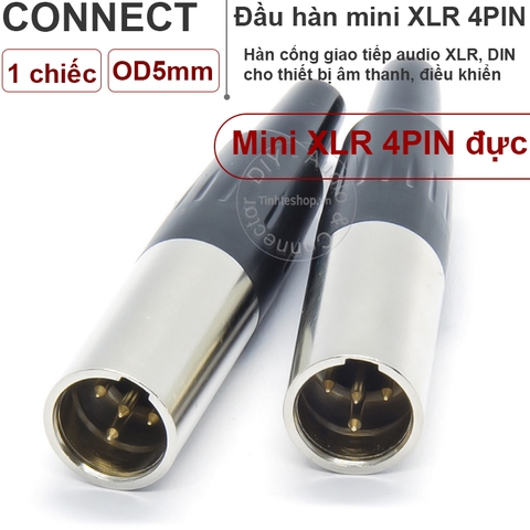 Đầu hàn jack mini XLR 4pin đực OD5mm - 4pin mini XLR male solder connector
