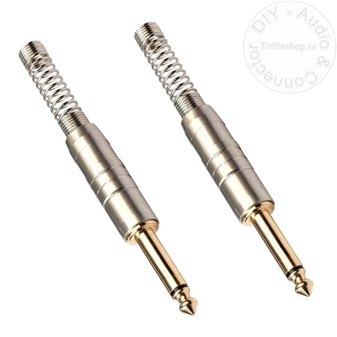 Đầu hàn jack 6.5mm mono mạ vàng chuôi lò xo OD 6mm