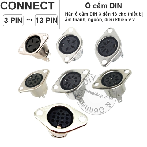 Ổ cắm DIN 3 đến 13 Lắp thùng máy Trên giá đỡ - DIN 3pin to 13pin female socket