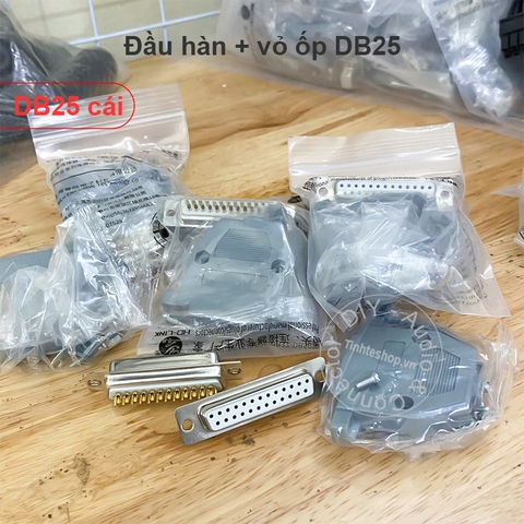 Cổng DB25 đực hàn kèm vỏ ốp - DB25 male connector