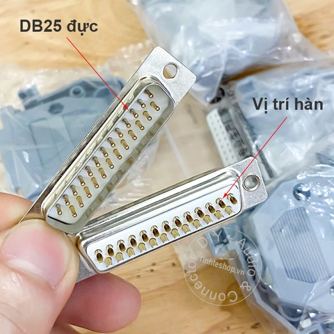 Cổng DB25 đực hàn kèm vỏ ốp - DB25 male connector