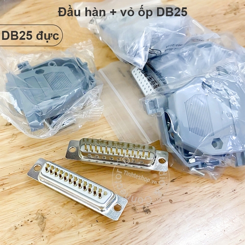 Cổng DB25 đực hàn kèm vỏ ốp - DB25 male connector