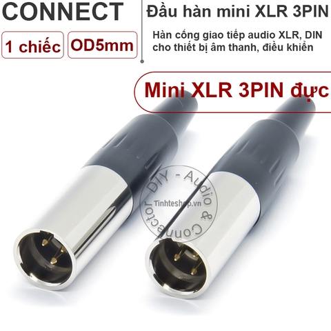 Jack mini XLR đực vuông góc - 90 degree mini XLR audio plug