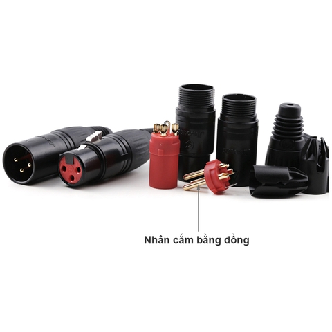 Đầu hàn XLR cái 3 pin nhân đồng mạ vàng Jiasound YM004BG - XLR 3 pin female solder connector