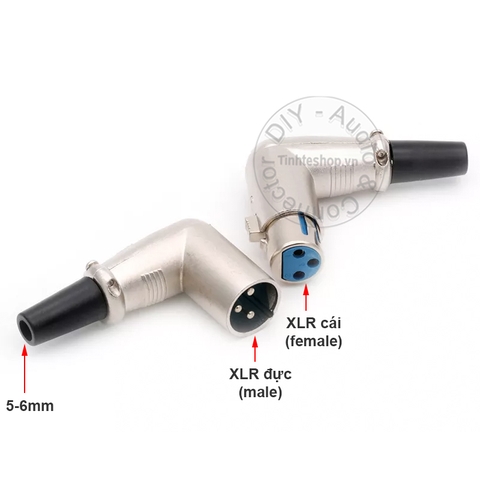 Jack XLR cái vuông góc OD6mm - XLR female connector jack plug