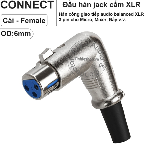 Đầu hàn canon XLR đực vuông góc OD6mm - XLR male solder connector