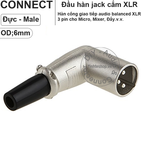 Jack XLR cái vuông góc OD6mm - XLR female connector jack plug