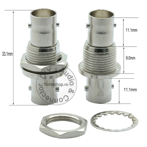 Jack nối BNC female có vách ngăn lắp vào rack - BNC female to female connector