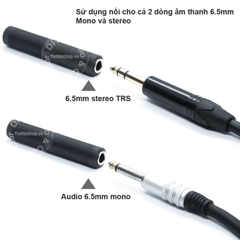 Đầu nối jack 6 ly stereo/mono - 6.5mm female to female connector