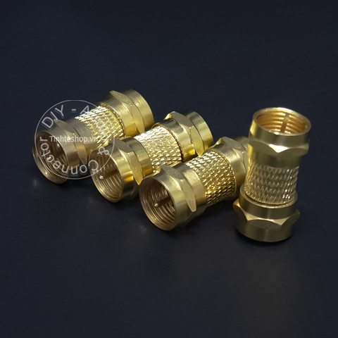 Đầu nối jack vặn F5 đực sang đực cho clear key ăng ten TV chân đồng mạ vàng