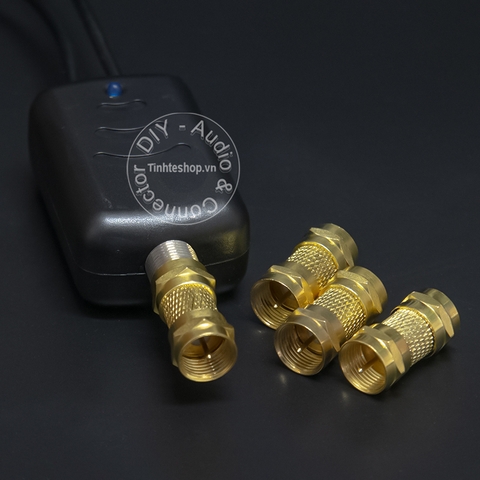 Đầu nối jack vặn F5 đực sang đực cho clear key ăng ten TV chân đồng mạ vàng