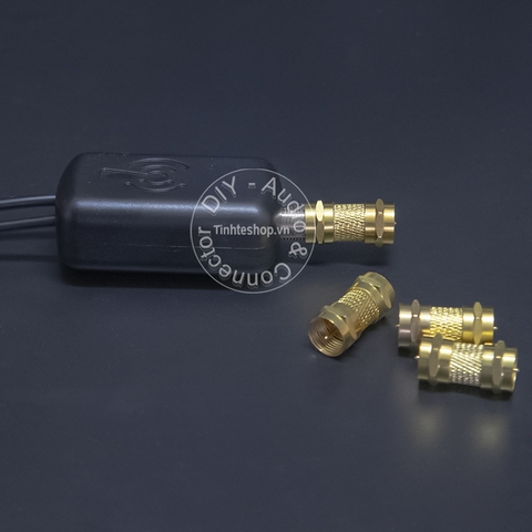 Đầu nối jack vặn F5 đực sang đực cho clear key ăng ten TV chân đồng mạ vàng