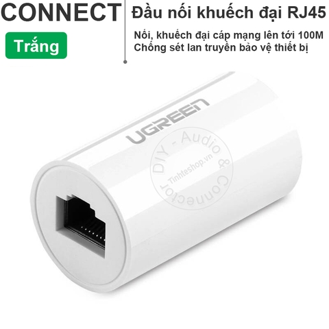 Đầu nối cáp mạng khuếch đại 100 mét chống sét lan truyền Ugreen NW116 20391 - RJ45 female to RJ45 female adapter