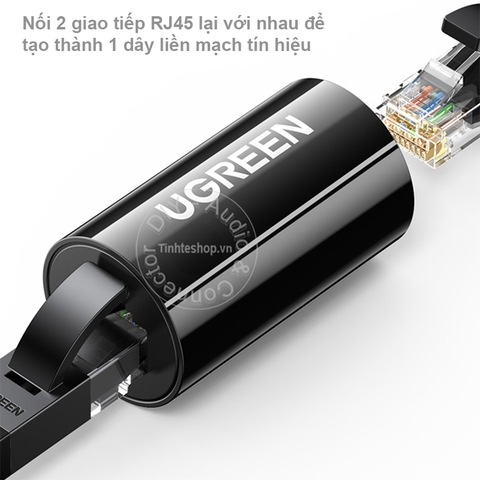 Đầu nối cáp mạng khuếch đại 100 mét chống sét lan truyền Ugreen NW116 20391 - RJ45 female to RJ45 female adapter