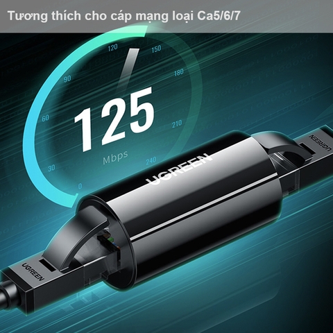 Đầu nối cáp mạng khuếch đại 100 mét chống sét lan truyền Ugreen NW116 20391 - RJ45 female to RJ45 female adapter