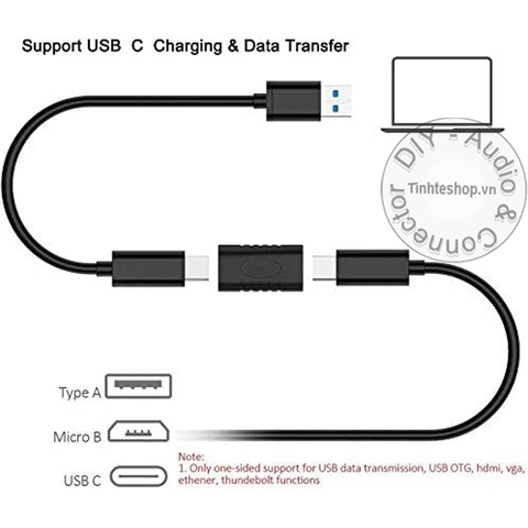 Đầu nối USB type C gen 2 10Gbps - USB type C female to USB type C female adapter