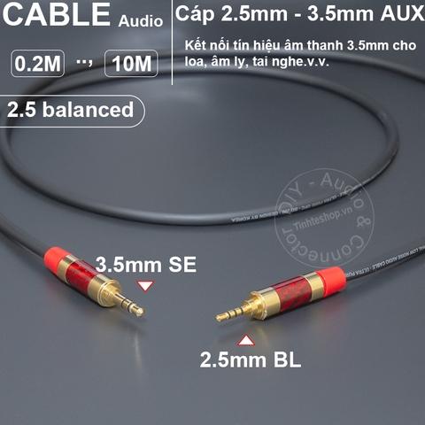 Dây 2.5 ra 3.5 TRS DIY 0.2 đến 10 mét - 2.5mm to 3.5mm stereo audio cable