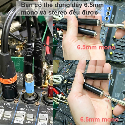 Dây 2 đầu 6 ly cái sang canon đực cắm Nhạc cụ Micro vào mixer - 6.5mm female to XLR male cable