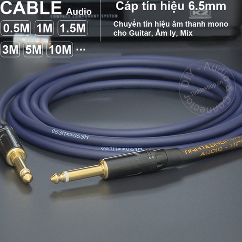 Dây jack 6 ly 2 đầu mono cắm cho Ghita Micro Mixer DIY 0.5 đến 10 mét - 6.35mm TS cable