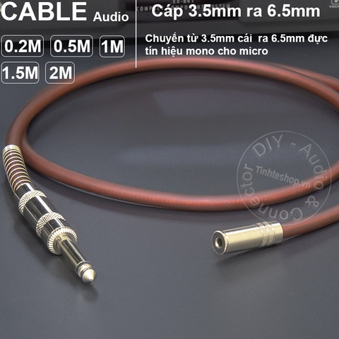 Cáp chuyển 6.5 sang 3.5 mono cho micro Loa kéo Máy trợ giảng DIY 0.2M đến 5M