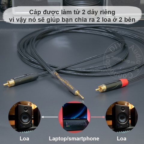 Cáp 3.5 ra 2 đầu bông sen chuyển âm thanh từ Laptop Smartphone DAC sang 2 loa 2 bên