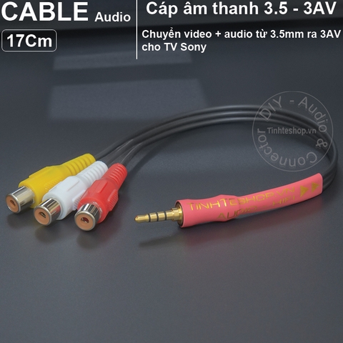 Dây 3.5 ra 3 đầu AV cho TV Sony DIY 17Cm - 3.5mm to 3RCA cable