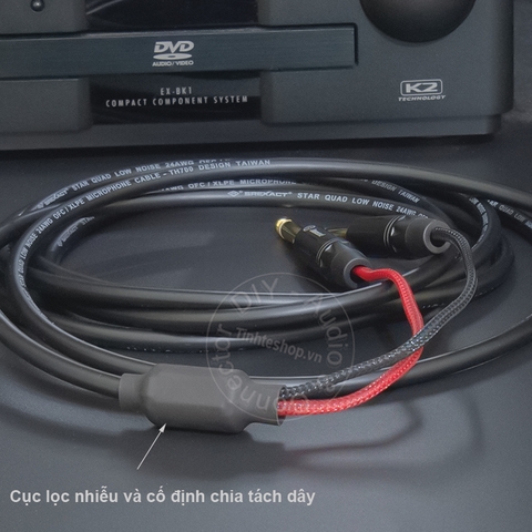 Jack 3.5 ra 2 đầu 6 ly 0.2 đến 10 mét - DIY 3.5mm stereo to 2 jack 6.35mm cable
