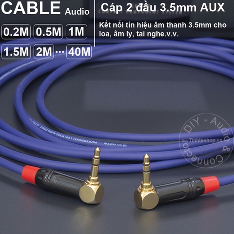 Cáp AUX 3.5 2 đầu bẻ góc DIY 0.2 đến 40 mét - DIY square plug 3.5mm stereo audio cable
