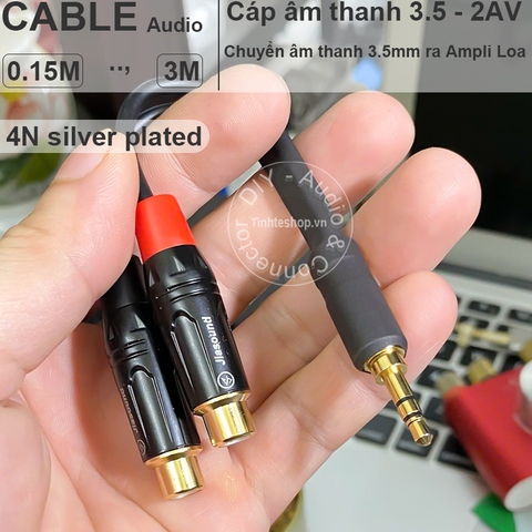 Cáp 3.5 ra AV lõi đồng mạ bạc - 3.5mm male to 2 RCA female cable 15Cm