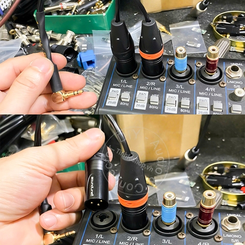 Dây 2 đầu canon đực sang 3.5mm chuyển tín hiệu cho Micro Mixer Sound card.v.v. - 3.5mm male to 2 XLR male cable