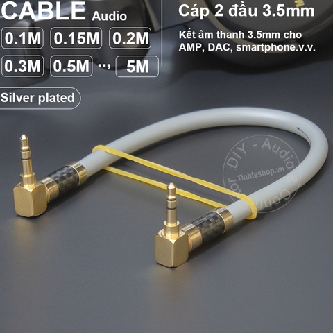 Cáp 3.5 AUX đồng OFC 5N mạ bạc 0.1 đến 5 mét - Silver plated OFC 5N copper core 3.5mm stereo audio cable