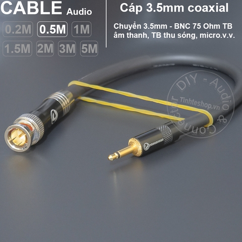 Dây 3.5 sang BNC cho Thiết bị âm thanh TB thu sóng Radio Camera DIY - 75 Ohm 1/8 to BNC Q9 Coaxial Cable
