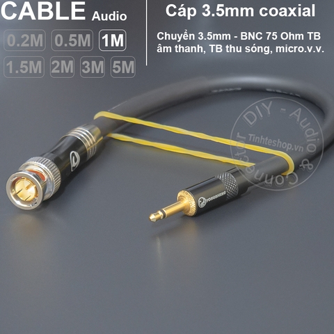 Dây 3.5 sang BNC cho Thiết bị âm thanh TB thu sóng Radio Camera DIY - 75 Ohm 1/8 to BNC Q9 Coaxial Cable