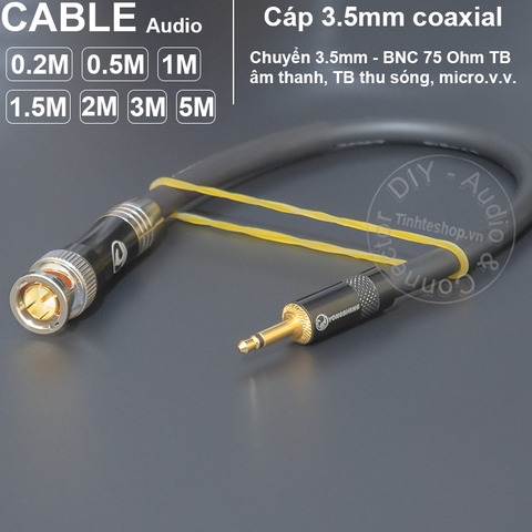 Dây 3.5 sang BNC cho Thiết bị âm thanh TB thu sóng Radio Camera DIY - 75 Ohm 1/8 to BNC Q9 Coaxial Cable