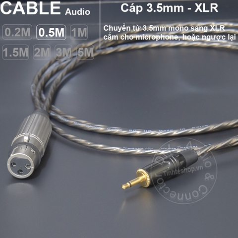 Dây 3.5 ra microphone DIY 0.2 đến 5 mét - 3.5mm mono to XLR female cable for micro