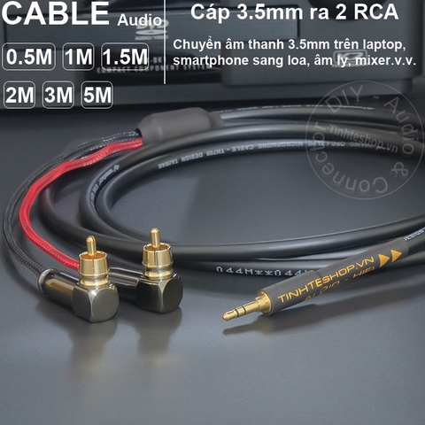 Dây audio 3 5mm ra 2 đầu RCA hiệu suất cao - 0.5 to 10 meter high performance DIY 1/8 out 2 lotus audio cable