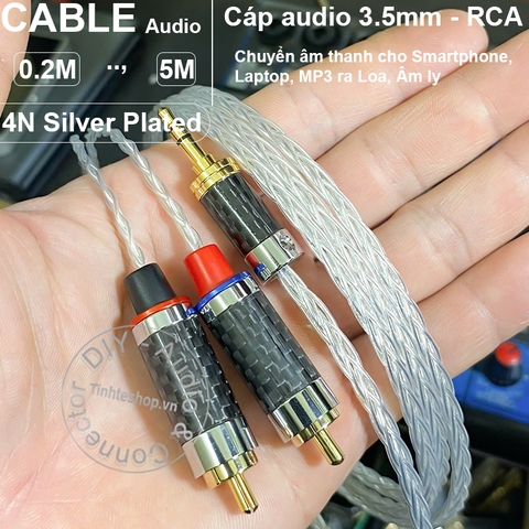 Dây 3.5 ra AV mạ bạc Yarbo - AUX to 2 RCA audio cable with silver-plated copper core