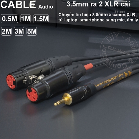 Dây 3.5 sang 2 đầu canon đực chuyển âm thanh từ Laptop Smartphone sang Loa kiểm âm Mixer - 3.5mm to 2 XLR male cable