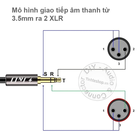 Cáp 3.5mm ra sang 2 XLR cái DIY 0.5M đến 5M - 3.5mm to 2 XLR female cable