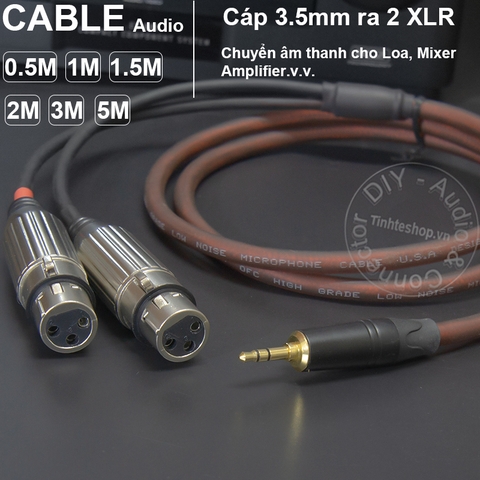 Cáp 3.5mm ra sang 2 XLR cái DIY 0.5M đến 5M - 3.5mm to 2 XLR female cable