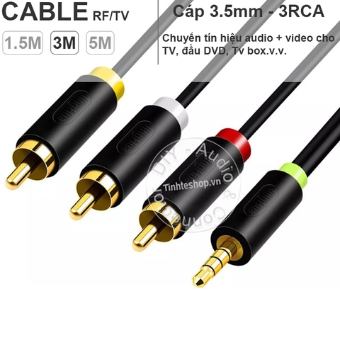 Dây 3.5 ra 3 đầu hoa sen AV cắm cho TV box TV Đầu DVD dài 1.5 mét đến 5 mét