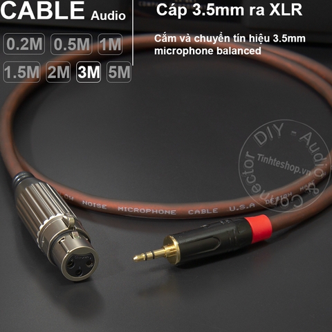 Cáp micro 3.5 ra canon cái DIY 0.2 mét đến 5 mét - XLR female to 3.5mm balanced