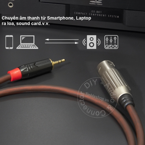 Dây 3.5 ra canon đực unbalanced DIY 0.2 đến 5 mét chuyển từ Laptop Smartphone sang micro Mixer